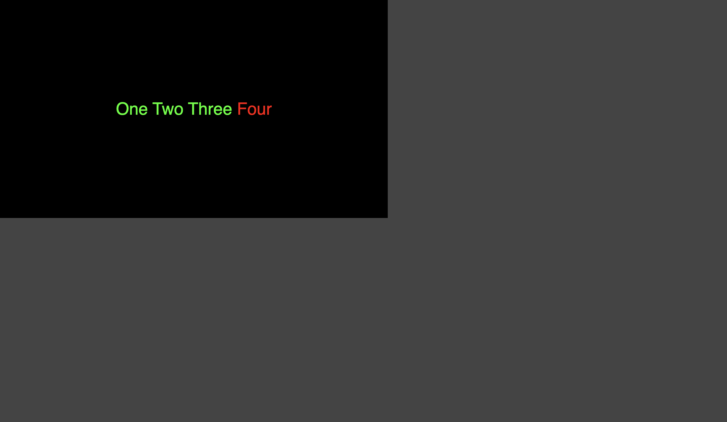 Karaoke split working in Chrome — "One Two Three" in green, "Four" in red